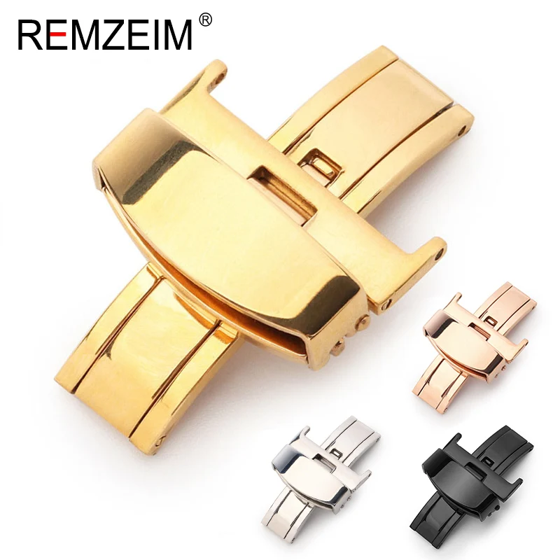 Top Trends: Stainless Steel Solid Double Push Button Fold Watch Buckle Butterfly Deployment Clasp Watch Strap 14mm 16mm 18mm 20mm 22mm Shoppable Styles