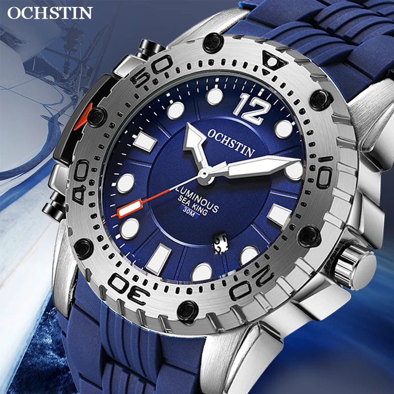 Top Trends: OCHSTIN 2019 Men New Fashion Top Brand Luxury Sport Watch Quartz Waterproof Military Silicone Strap Wrist Watch Clock Relogio Shoppable Styles