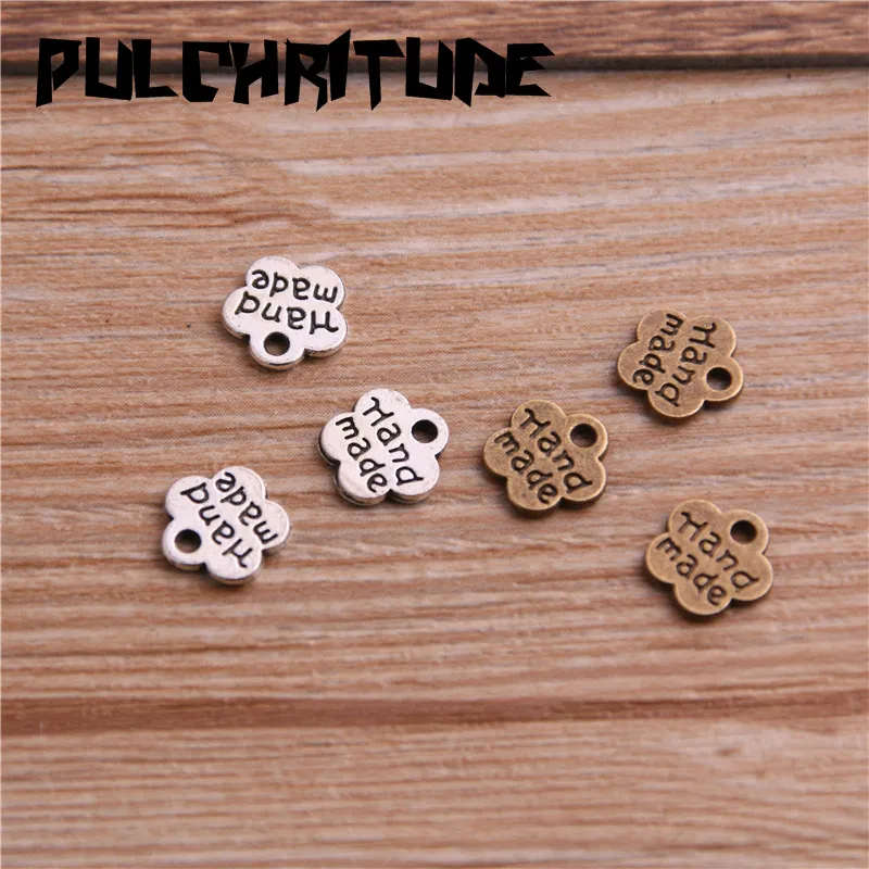 Top Trends: 100PCS 8*8mm Metal Alloy Two Color Double Letter Florets Charms Pendants For Jewelry Making DIY Handmade Craft Shoppable Styles