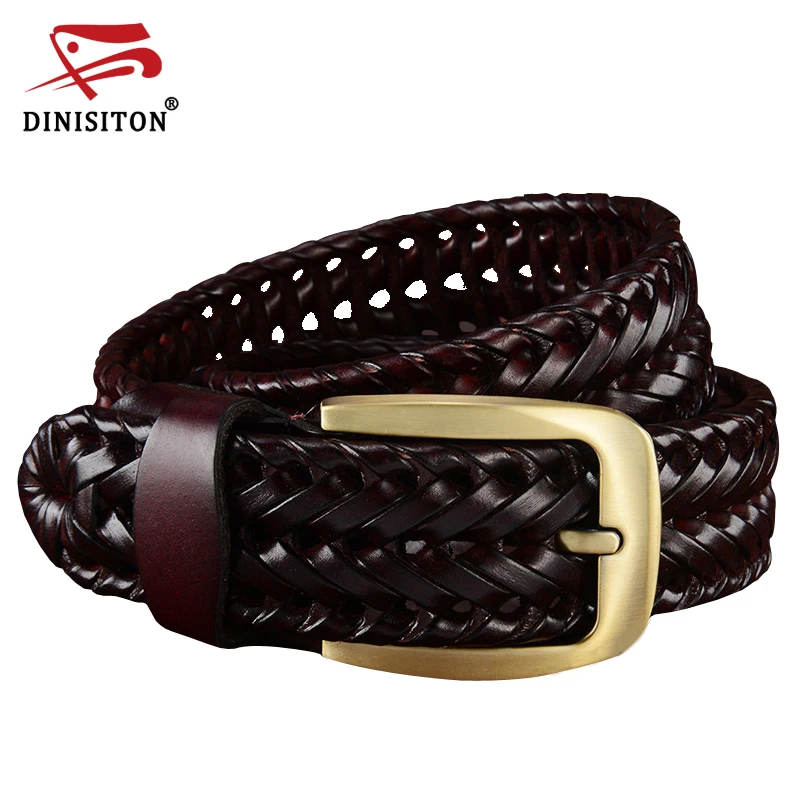 Top Trends: DINISITON Woven Belt Genuine Leather Women's Straps Man Belts Wide Girdle Male Cow Skin Vintage Fashion Brand Ceinture Femme Shoppable Styles - Image 6