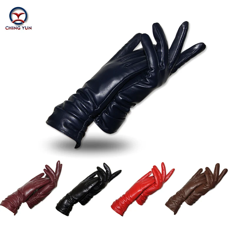 Top Trends: CHING YUN New Women Genuine Leather Gloves Winter Autumn Ladies Fashion Brand Sheepskin Thicken Arm Sleeve Warm Leather Yv01 Shoppable Styles