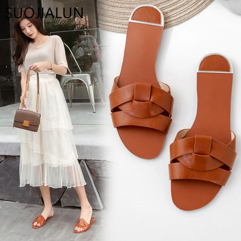 Top Trends: SUOJIALUN 2021 Beach Women Slippers Sandals Women Slippers Flat Heel Casual Ladies Shoes Outdoor Female Slides Shoppable Styles