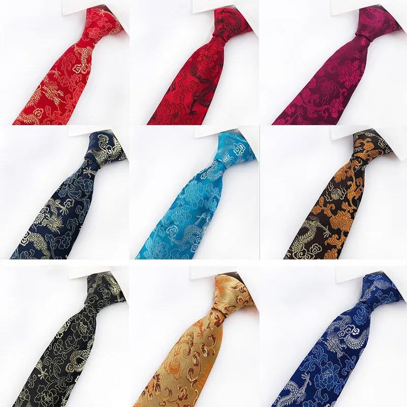 Top Trends: Classic Silk Mens Ties New Design China Mascot Neckties 8cm Chinese Dragon Ties For Men Formal Business Wedding Party Gravata Shoppable Styles