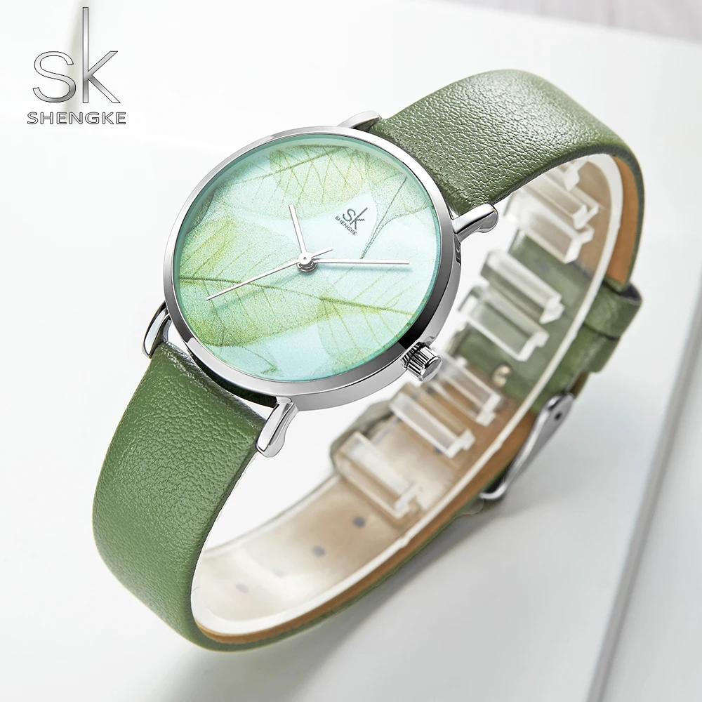 Top Trends: Shengke Fashion New Women Watch Clock Ladies Green Dial Wristwatch Quartz Japanese Movement Gift Simple Design 3 Bar Waterproof Shoppable Styles