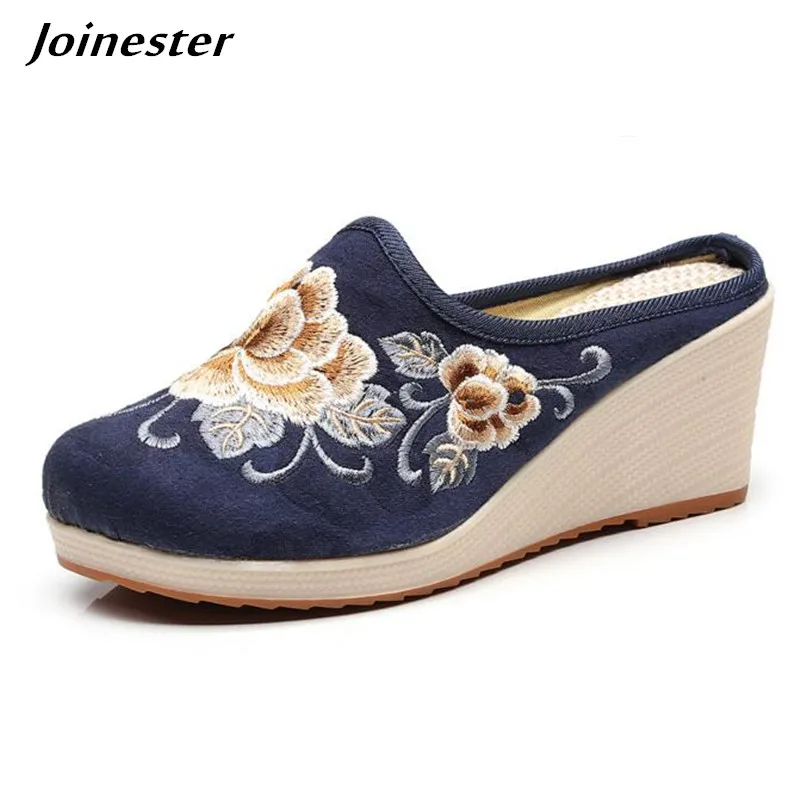 Top Trends: Floral Embroidered Women Slippers Summer Wedges Sandals Ladies Platform Shoes Vintage Pumps Slides Casual Creepers Shoes Shoppable Styles