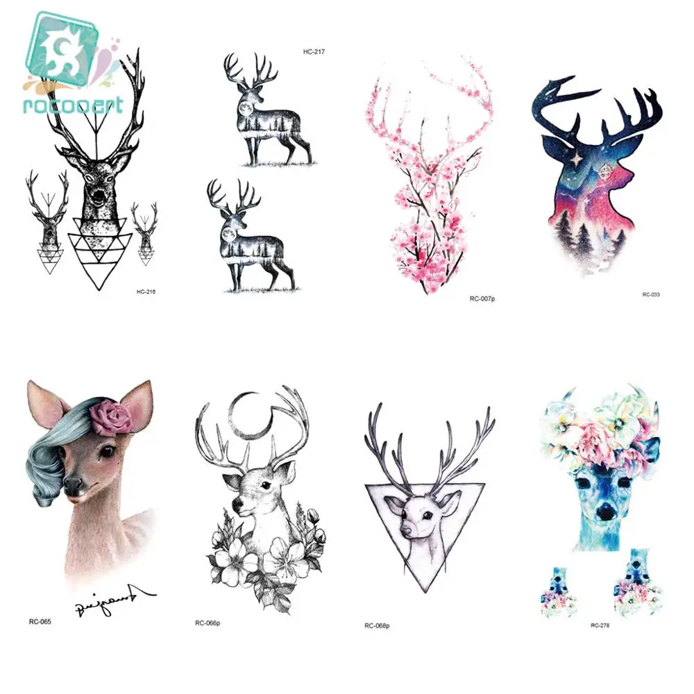 Top Trends: 25 Different Waterproof Temporary Tattoo Stickers Fawn Deer Head Fake Tatto Geometric Animal Flash Hand Tatoo For Women Men Shoppable Styles