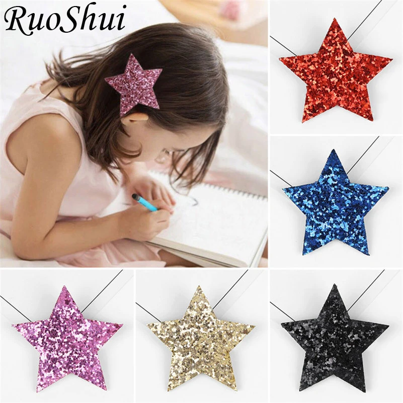 Top Trends: Korean Cute Princess Fashion Hairpins Five-pointed Star Glitter Hair Clips For Girls Kids Barrettes Headwear Hair Accessories Shoppable Styles