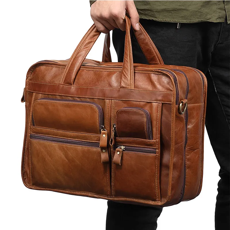 Top Trends: Men Business Travel Men Messenger Bags Genuine Leather Men&#039;s Handbags Male Large A4 Office Leather Shoulder Bag Laptop Bags Shoppable Styles