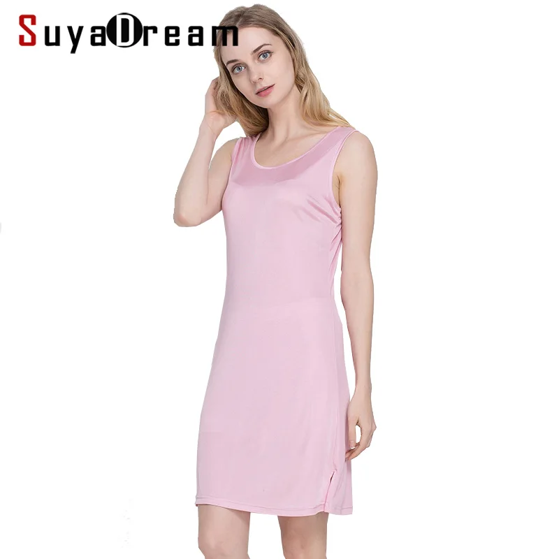 Top Trends: 100% REAL SILK Women Sleep Dress Solid Basic Slip Dress Anti Emptied FULL Slips Sleeveless New Underwear PINK WHITE BLACK NUDE Shoppable Styles