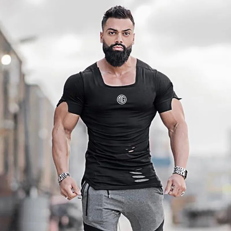 Top Trends: New 2022 Cotton Men&#039;s T Shirt Vintage Ripped Hole T-shirt Men Fashion Casual Top Tee Men Hip Hop Activewears Fitness Tshirt Male Shoppable Styles