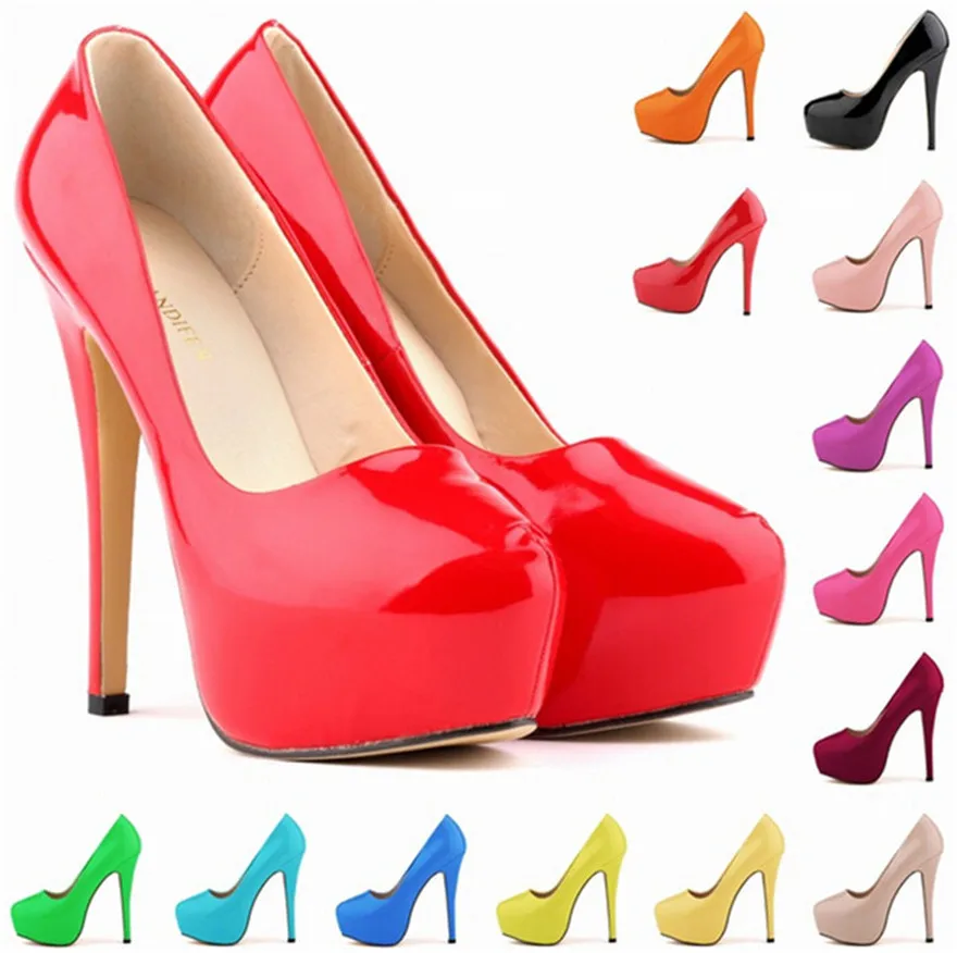 Top Trends: Sexy High Platform Party Shoes 2024 New Women Concise Solid Patent Leather High Heels Shoes Fashion Shallow Wedding Shoes Woman Shoppable Styles