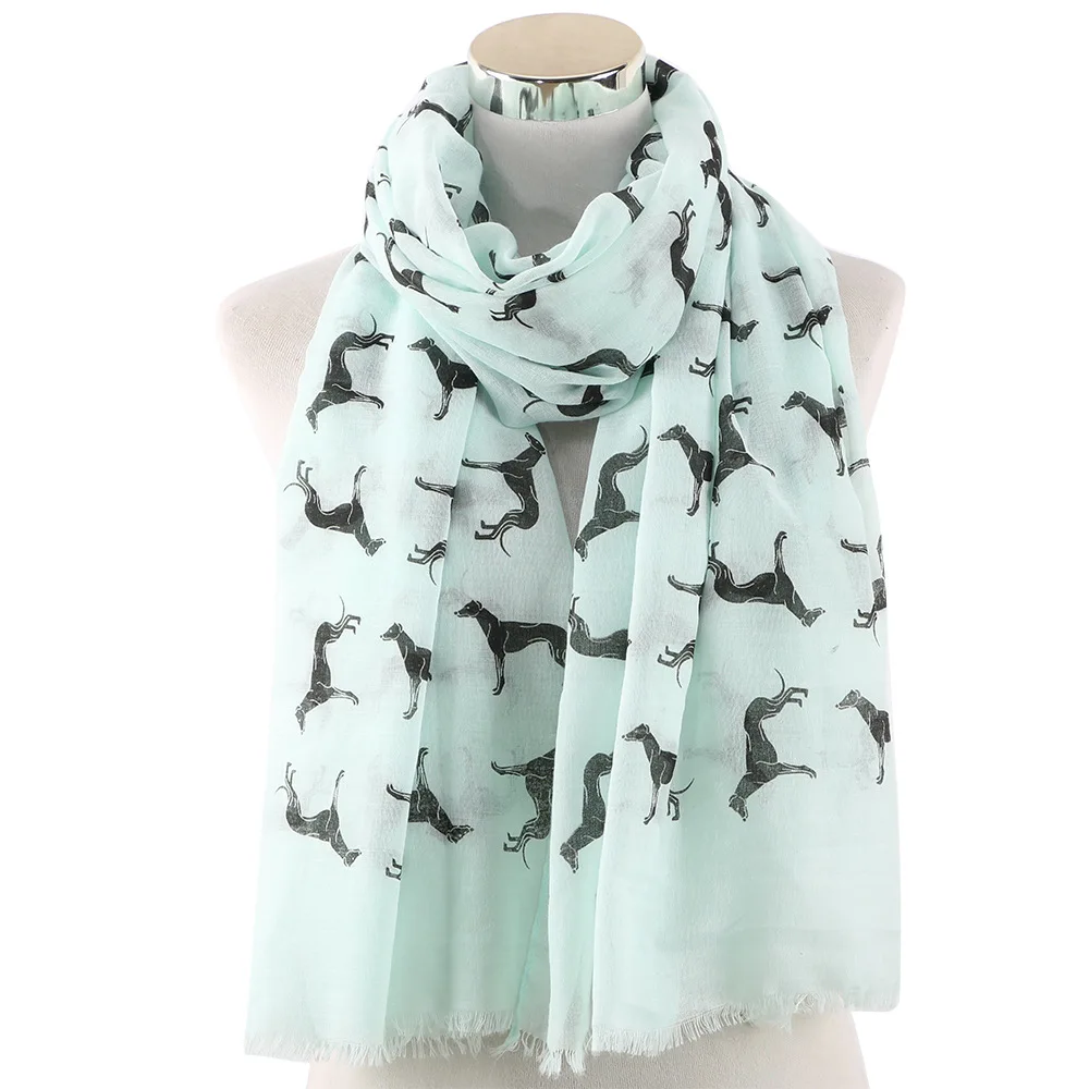 Top Trends: Ladies Animal Printed Scarf New Korean Style High Quality Lovely Dog Shawl 70*180CM Polyester Breathe Tassels Thin Scarf Shoppable Styles