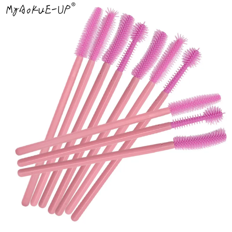 Top Trends: 50 Pcs Full Pink Disposable Silicone Brush For Eyelash Extension Women Makeup Brushes Eye Lash Mascara Wands Applicator Tools Shoppable Styles