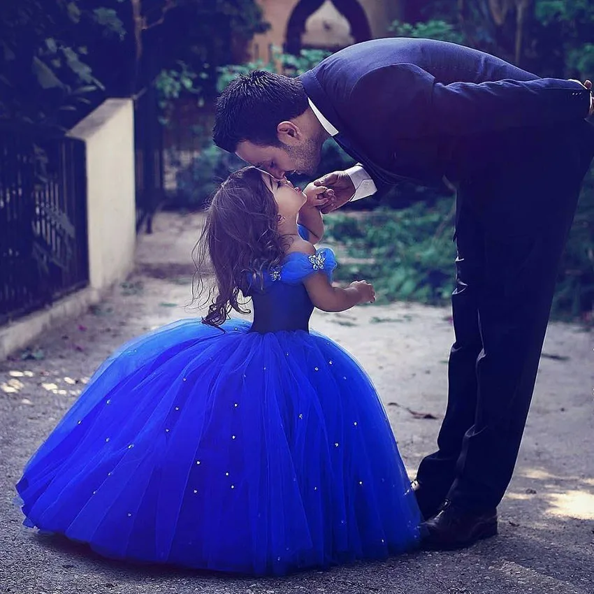 Top Trends: Royal Blue Flower Girl Dresses For Wedding Cinderella Girls Dress Princess Children Party Ball Gown First Communion Dress Shoppable Styles