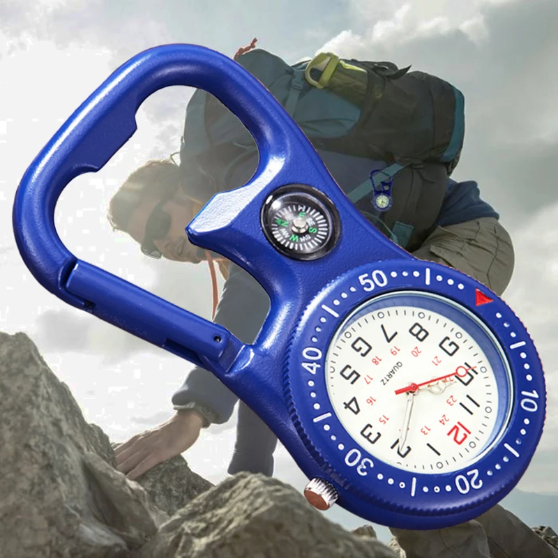 Top Trends: Clip-On Carabiner Pocket Watch Men Compass Bottle Opener For Doctor Luminous Outdoor Sport Climbing Watches Shoppable Styles