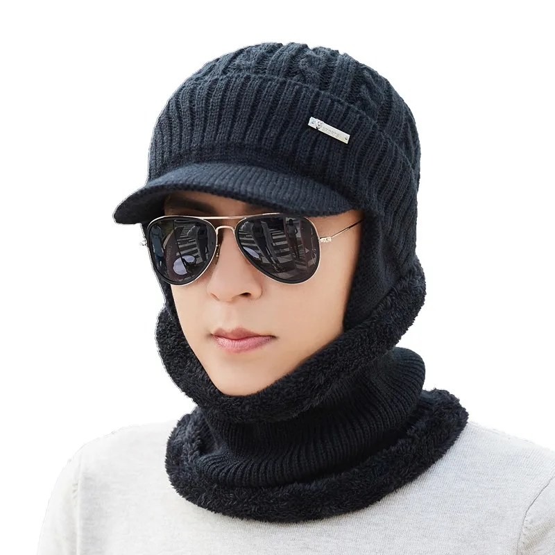 Top Trends: Winter Hat Scarf Skullies Beanies For Men Knitted Hat Women Mask Thick Balaclava Earflap Wool Bonnet Male Beanie Hats Cap Shoppable Styles