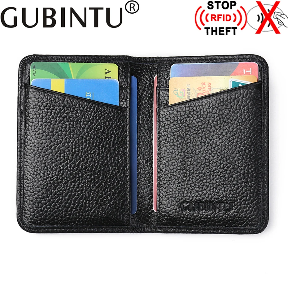 Top Trends: Porte Carte Cardholder Door For ID Bank Credit Business Card Holder RFID Men Wallet Purse Case Male Genuine Leather Bag Kashelek Shoppable Styles