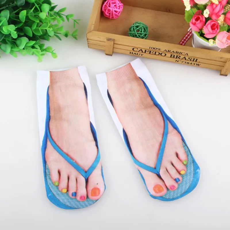 Top Trends: 3D Printed Flip Flops Socks Cute Foot Funny Socks Slippers Outdoor Camping Hiking Running Comfortable Socks Women New Shoppable Styles - Image 4