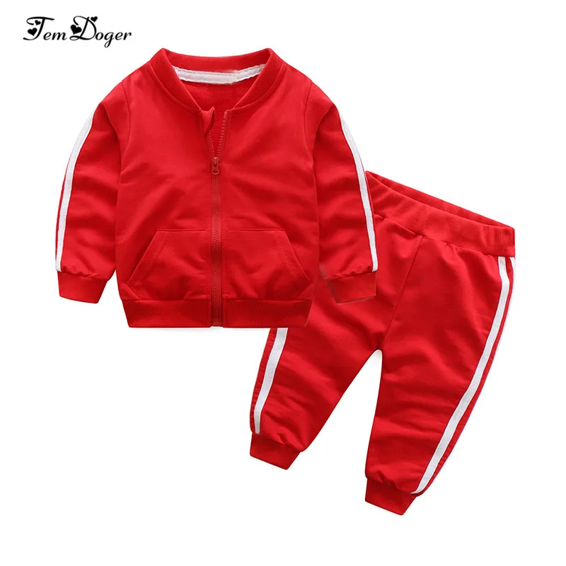 Top Trends: 2018 Autumn Fashion Baby Girl Clothes Cotton Long Sleeve Solid Zipper Jacket+ pants 2pcs Bebes Tracksuit Baby Boy Clothing Set Shoppable Styles