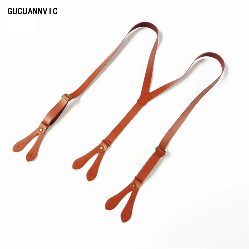 Top Trends: 2*110Cm PU Men's Suspenders Black / Brown Adjustable Suspensors For Men's Pants Braces Tactical Suspenders Suit Accessories For Me Shoppable Styles