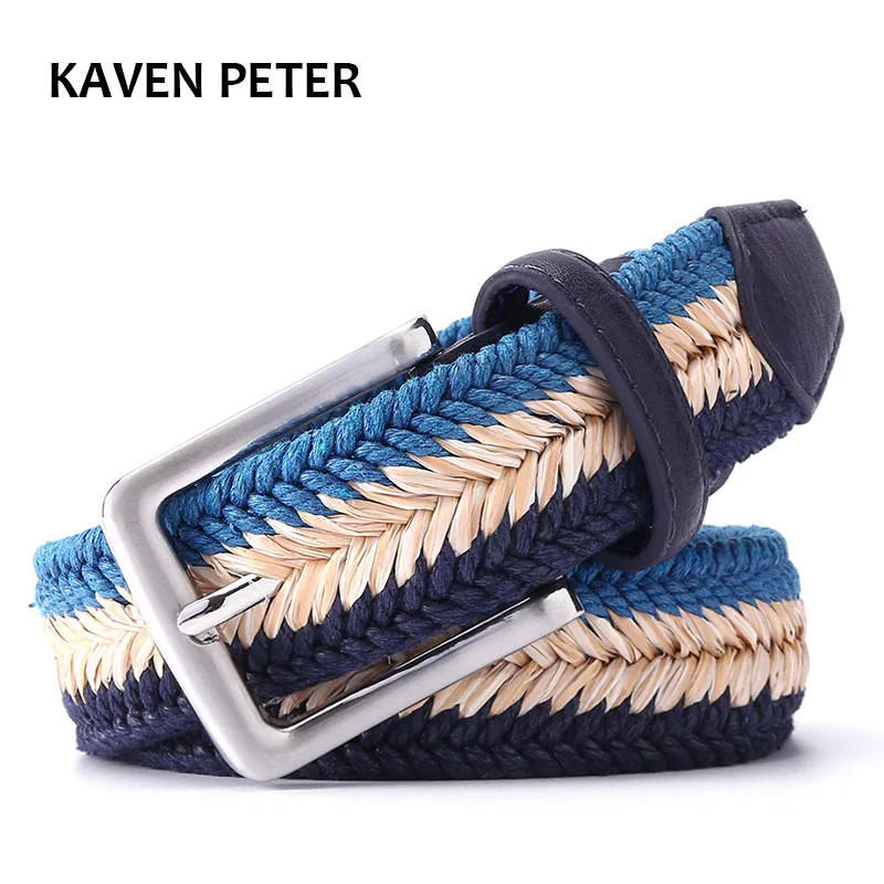 Top Trends: Unisex Plain Webbing Mens Boys Waist Belt Casual Braided Belt With Wax Rope And Straw Pin Buckle Belt 1-3/8&quot; Wide 160cm Length Shoppable Styles