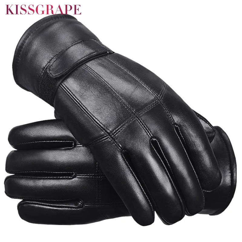 Top Trends: New Men's Genuine Leather Winter Fur Gloves Super Warm Men Motorcycle Gloves Waterproof Windproof Male Thick Sheep Fur Glove Shoppable Styles