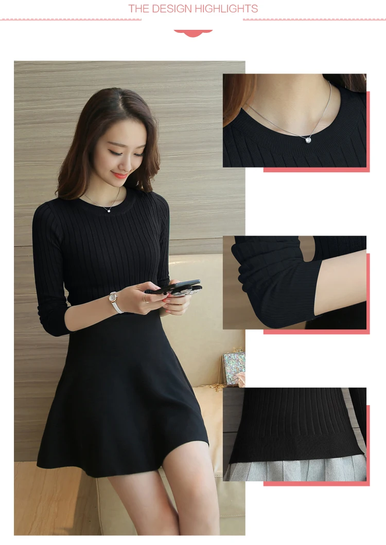 naine kannab musta triibulise koega sviitrit ja seelikut