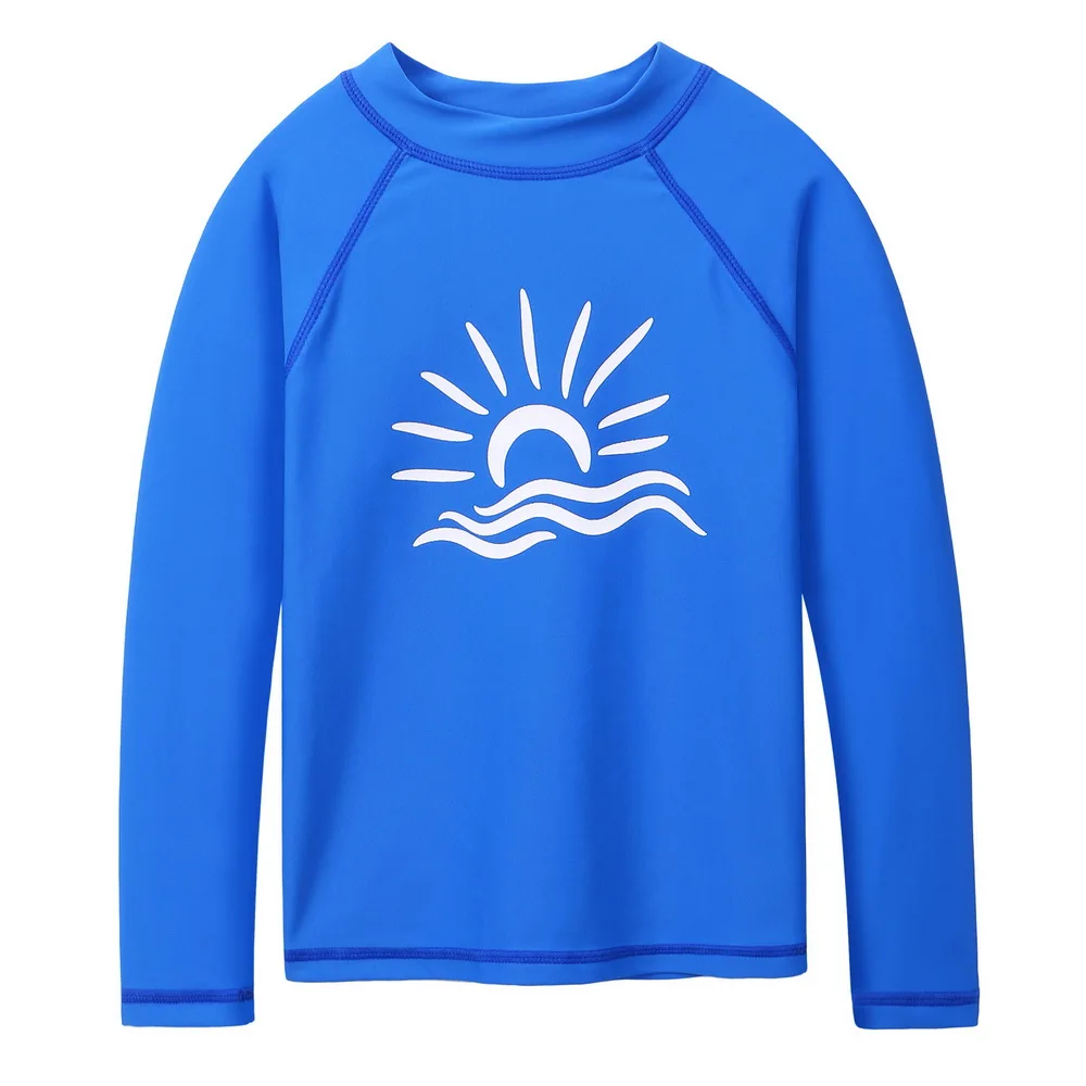 Top Trends: BAOHULU Royal Blue Long Sleeve Rashguard Boys Kids Swimwear Sun Shirts UPF 50+ Swimsuit Girls Swim Rash Guard Beach Wear Shoppable Styles