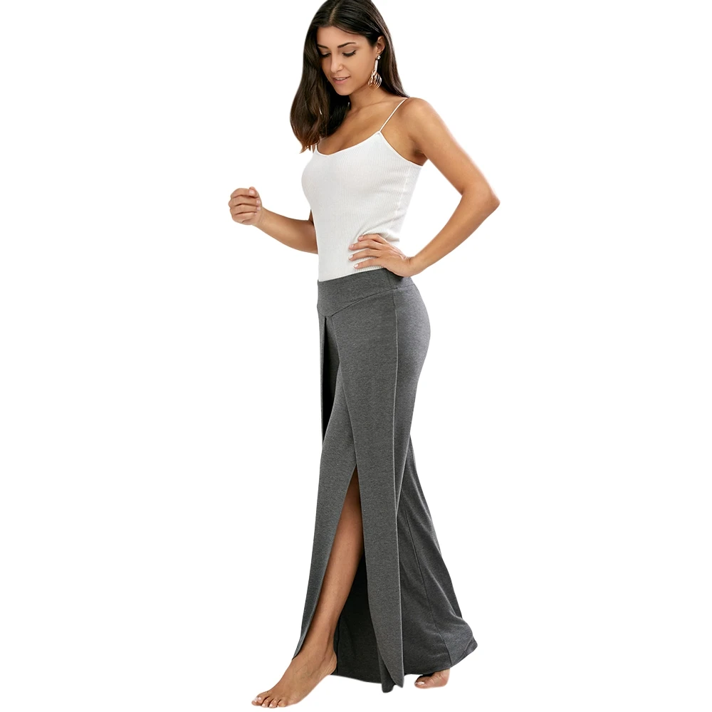Thigh Split Wide Leg Trousers 