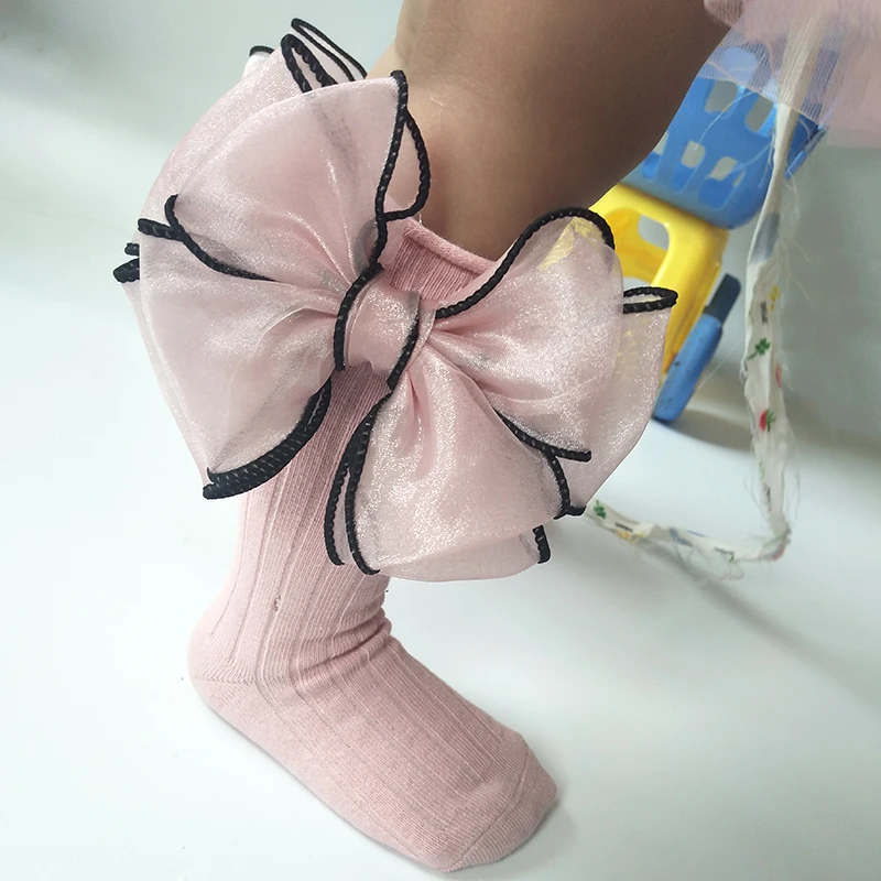 Top Trends: Cute Kids Girls Knee High Socks Big Bows Cotton Toddlers Girl Long Socks For Children's Socks Candy Color Infant Baby Sock Shoppable Styles