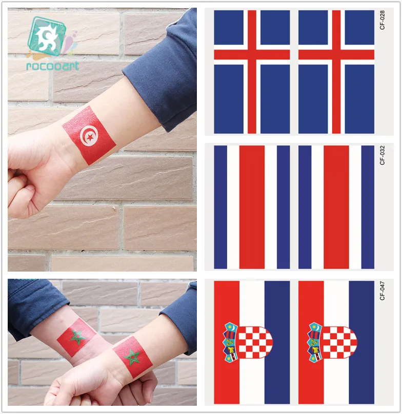 Top Trends: 2018 Football Games Flag Tattoo Stickers Face Flag Tattoo Of Iceland, Costa Rica, Tunisia, Morocco Flag Tattoo Sticker Shoppable Styles