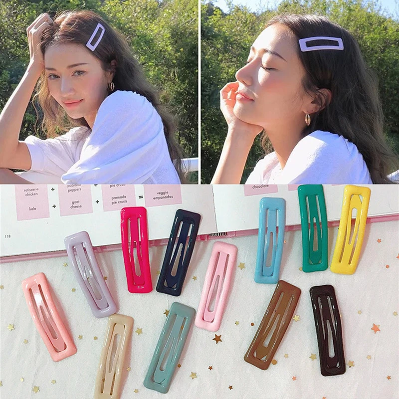 Top Trends: Color Square Candy Hair Clips Alloy Girl Hairpin Summer Cartoon Hairclips BB Clip Fashion Solid Color Hair Accessories Shoppable Styles