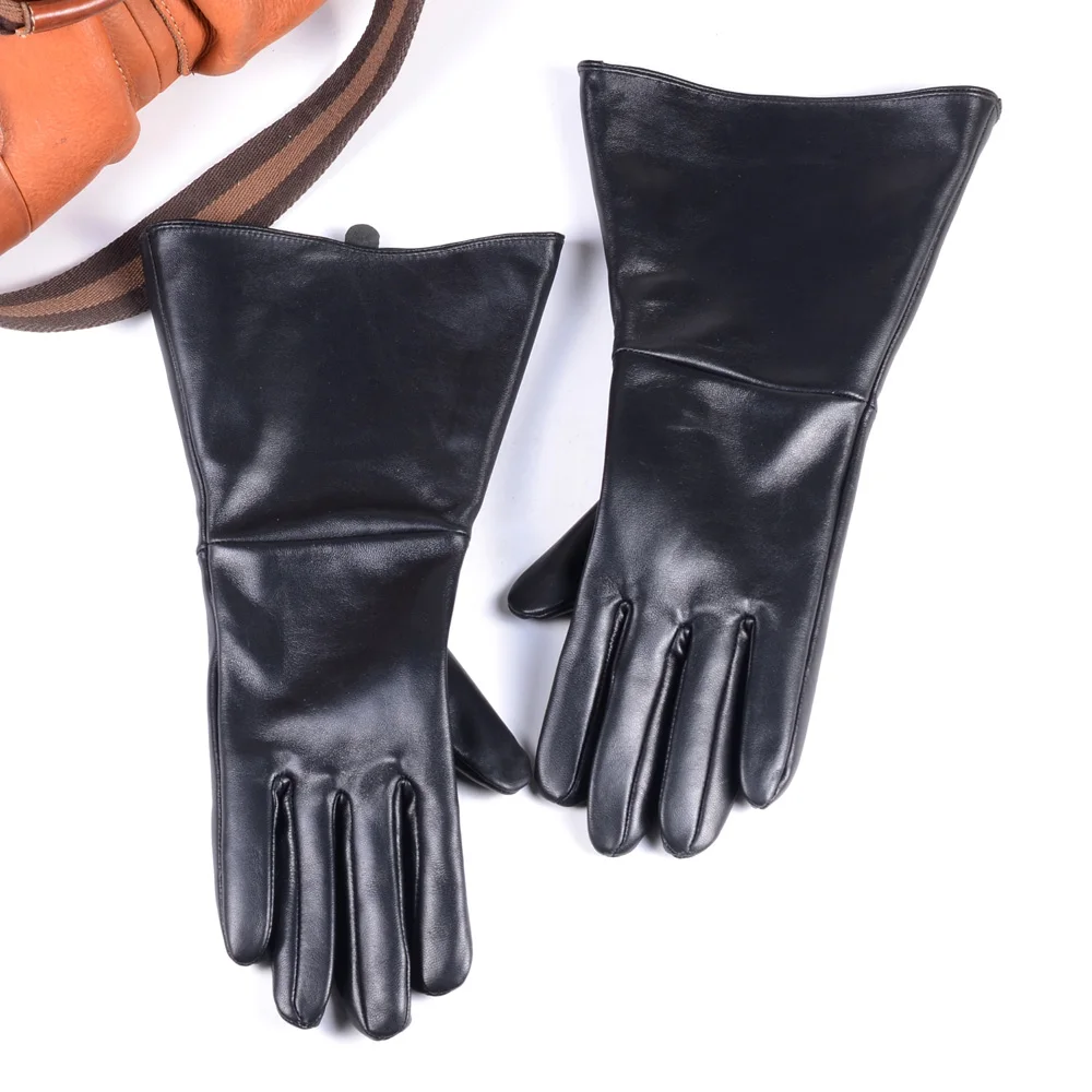 Top Trends: 35CM MEN'S BLACK SHEEPSKIN LEATHER MEDIEVAL RENAISSANCE LONG CUFF GAUNTLET GLOVES Shoppable Styles