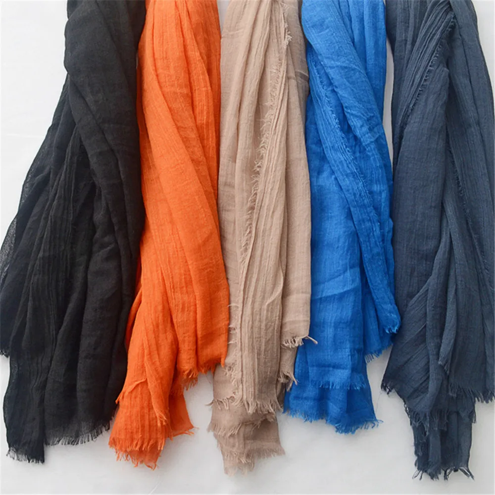 Top Trends: Women Fashion Big Size Fringe Cotton Viscose Scarf Lady Plain Shawls And Wraps Pashmina Stole Female Kerchief Muslim Hijab Caps Shoppable Styles