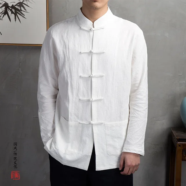 Top Trends: Men&#039;s Traditional Chinese Clothing Mens Cotton Linen Shirts Cardigan Kung Fu Tai Chi Master Costume Male Fashion Tops CN-018 Shoppable Styles