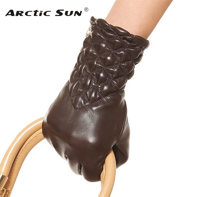 Top Trends: Brand Genuine Leather Gloves High Quality Soft Women Sheepskin Glove Fashion Trend Winter Driving Leather Gloves EL005NC Shoppable Styles