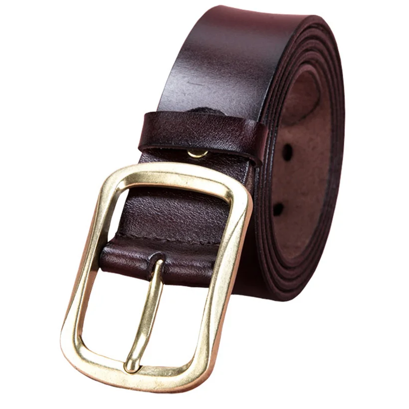 Top Trends: Fashion Genuine Leather Belts For Men Alloy Copper Pin Buckle Strap For Jeans High Quality Second Layer Cow Skin Belt Man Brown Shoppable Styles - Image 2