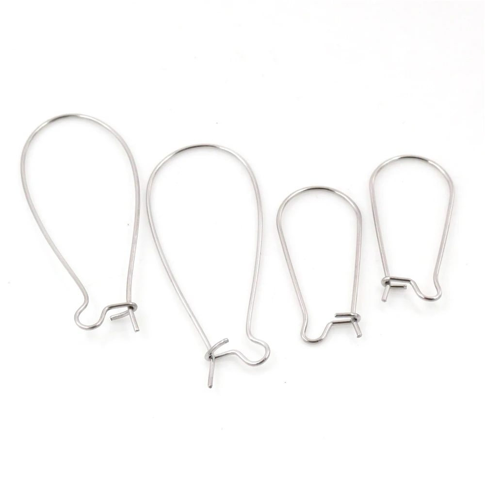 Top Trends: 50pcs / Lot 9X18mm / 11x24mm / 16x38mm 316 Stainless Steel Earring Hooks Kidney Earring Ear Wires Findings DIY Jewelry Making Shoppable Styles