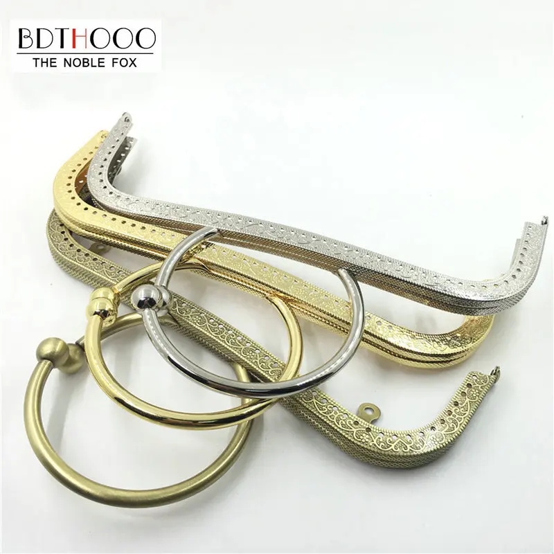 Top Trends: 10Pcs 22cm Metal Purses Frame Clasps For Handle For Making DIY Clutch Bag Accessories Square Lock Hardware Shoppable Styles