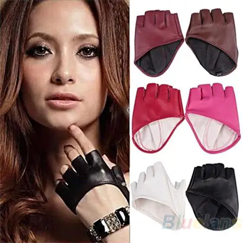 Top Trends: 2016 Summer 2016 Summer 2016 Fashion PU Half Finger Lady Leather Lady&#039;s Fingerless Driving Show Jazz Gloves For Women Men Hot Shoppable Styles