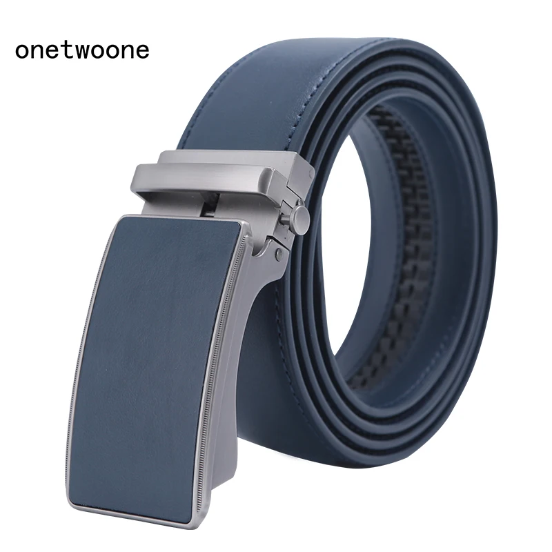 Top Trends: Famous Brand Belt Men Top Quality Genuine Luxury Leather Belts For Men Strap Male Metal Blue Leather Automatic Buckle Belts Men Shoppable Styles