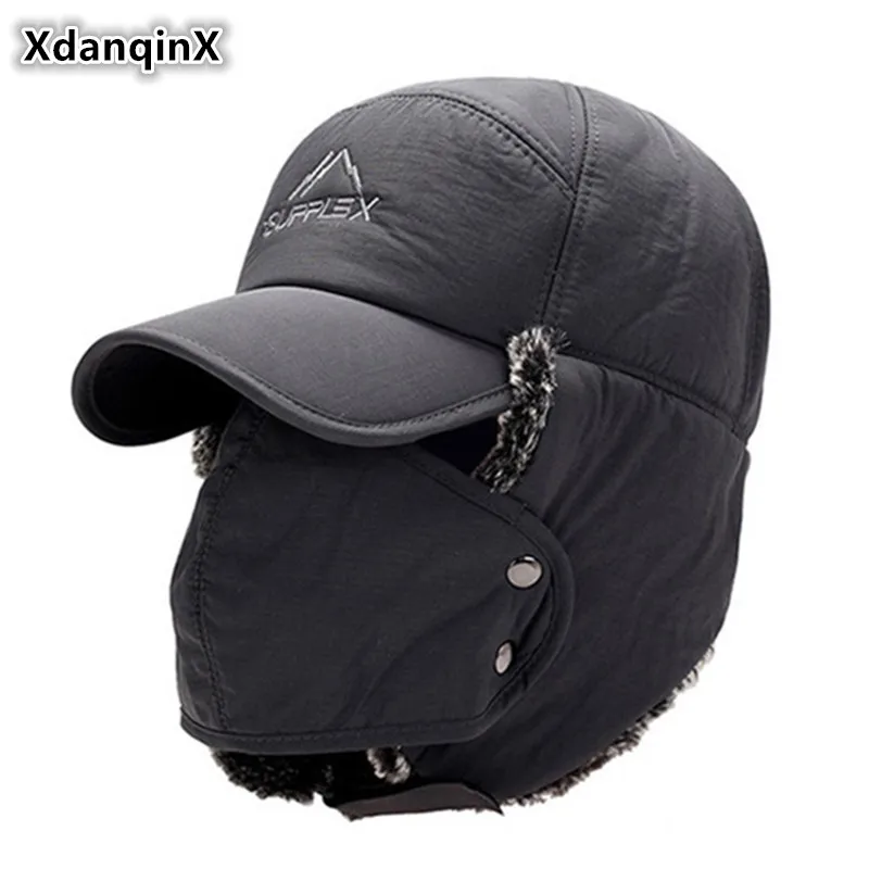 Top Trends: XdanqinX Men's Ear Protection Face Bomber Hats Thicker Plus Velvet Warm Women Winter Hat Resist The Snow Male Bone Cap Ski Hat Shoppable Styles