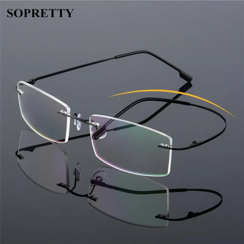 Top Trends: Classic Mens Titanium Rimless Glasses Frames , Spring Temple Myopia Optical Frame , Ultra-light Frameless Eyeglasses F858 Shoppable Styles