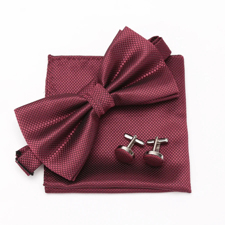 Top Trends: Mens Tie Set Bowtie Cravat Cufflinks Fashion Butterfly Party Wedding Bow Ties For Men Girls Candy Solid Color Bowknot Wholesale Shoppable Styles - Image 3