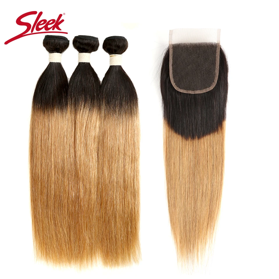 Top Trends: Sleek Bundles With Closure Brazilian Straight T1B / 27 Human Hair 3 Bundles With Closure And T1b / 30 Natural Remy Hair Extensions Shoppable Styles