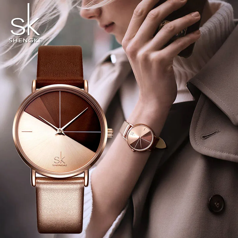 Top Trends: SK Luxury Leather Watches Women Creative Fashion Quartz Watches For Reloj Mujer 2019 Ladies Wrist Watch SHENGKE Relogio Feminino Shoppable Styles