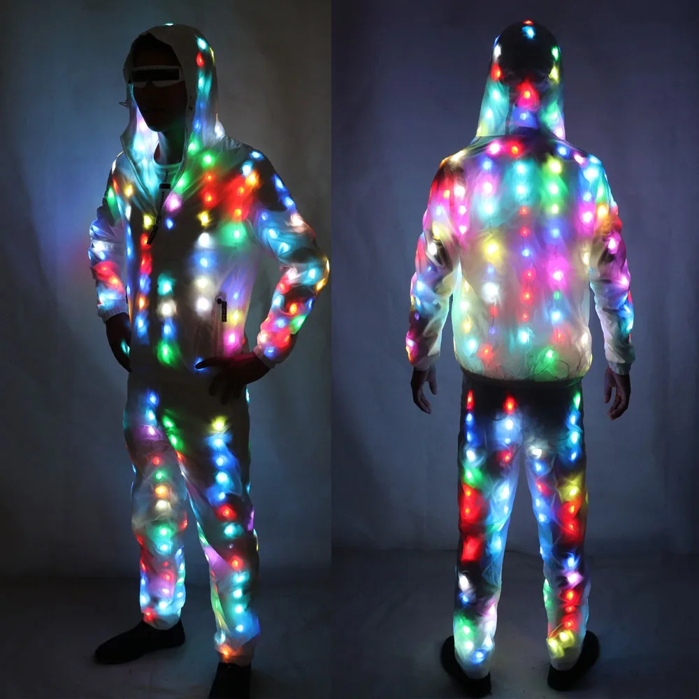 Top Trends: Colorful Led Luminous Costume Clothes Dancing LED Growing Lighting Robot Suits Clothing With Pants Couple Set Event Party Suppli Shoppable Styles