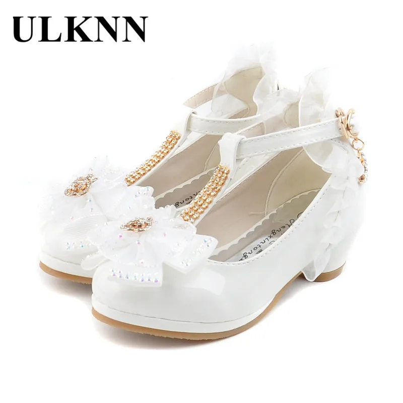 Top Trends: ULKNN Children Party Leather Shoes Girls PU Low Heel Lace Flower Kids Shoes For Girls Single Shoes Dance Dress Shoe White Pink Shoppable Styles