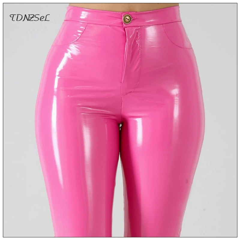 Top Trends: Plus Big Size PU Faux Leather Leggings Large Shiny Skinny Pants Slacks Women High Waist Liquid PVC Latex Patent Pencil Trousers Shoppable Styles