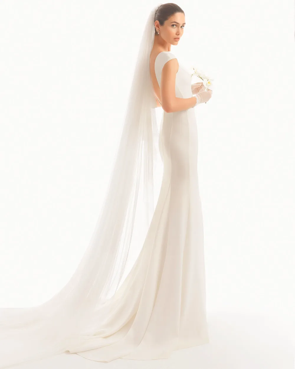 Cathedral Length Wedding Veil With Metal Comb 108 Inch